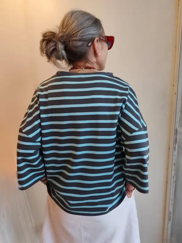 Sudadera azul y gris